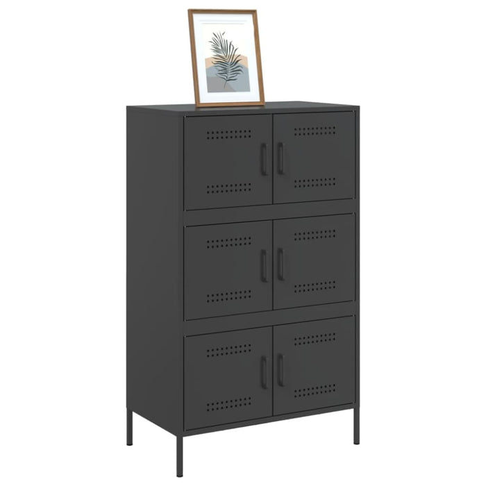 Highboard Black 68x39x113 Cm Steel Naxkpn