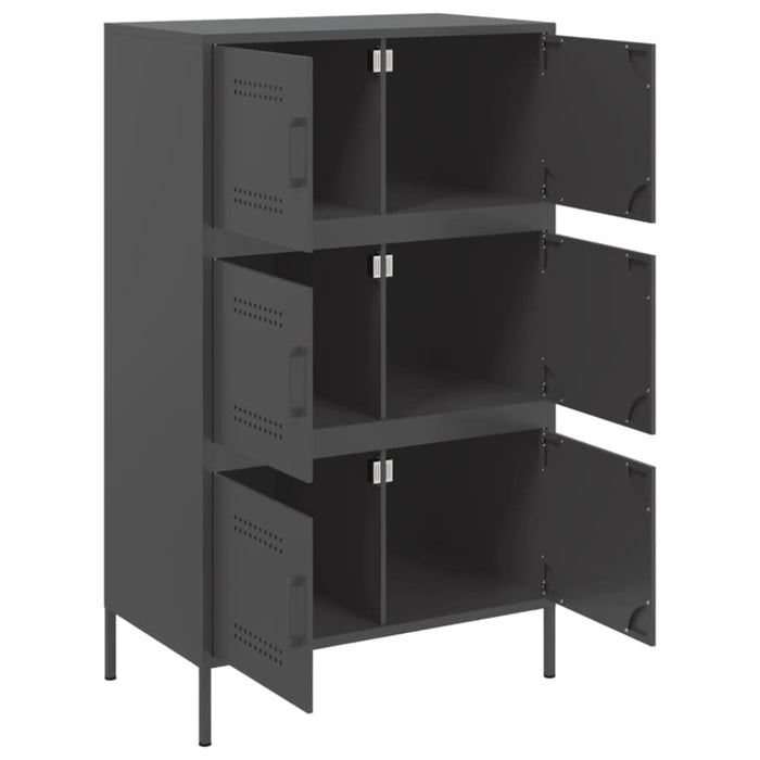 Highboard Black 68x39x113 Cm Steel Naxkpn