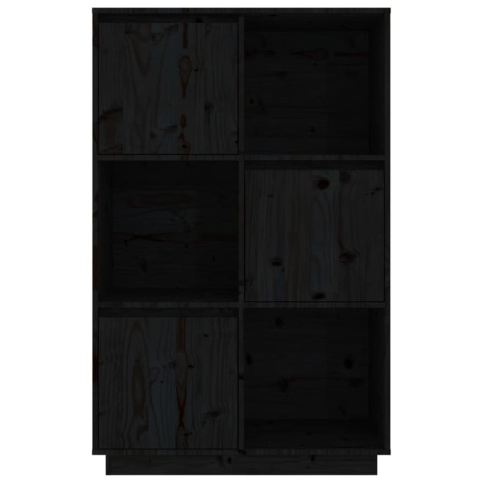 Highboard Black 74x35x117 Cm Solid Wood Pine Noatln
