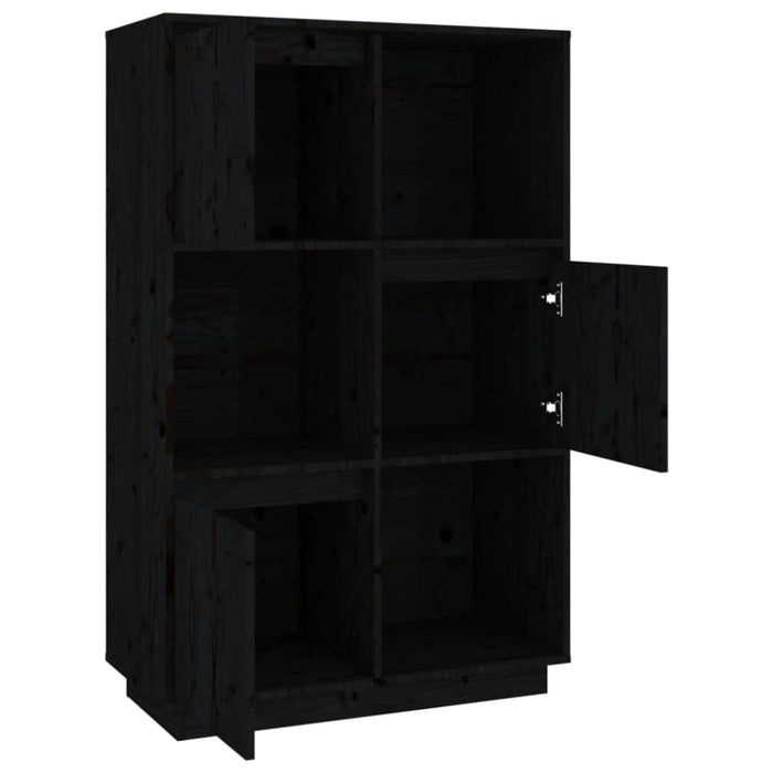 Highboard Black 74x35x117 Cm Solid Wood Pine Noatln