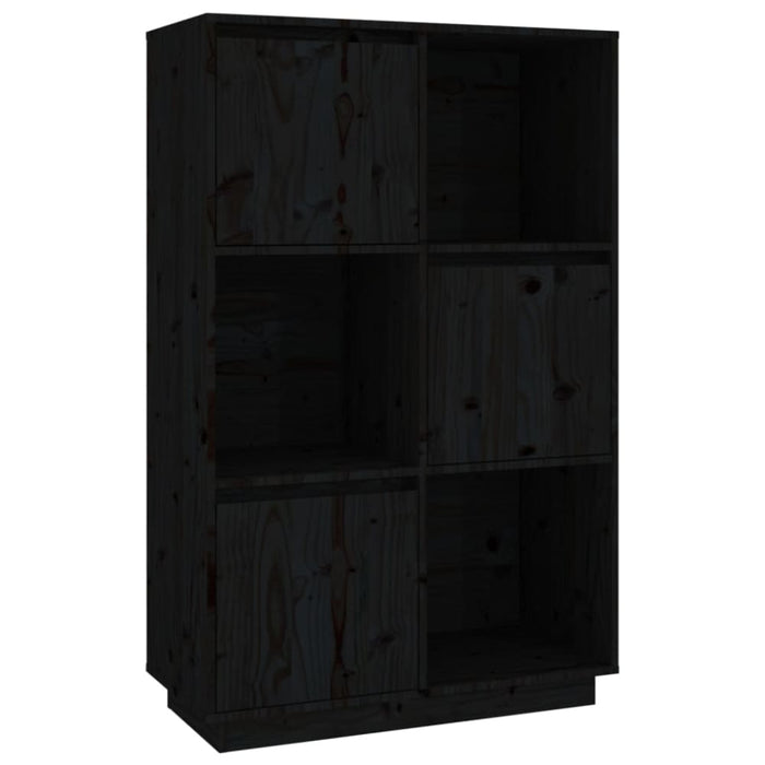 Highboard Black 74x35x117 Cm Solid Wood Pine Noatln