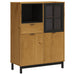 Highboard with Glass Door Flam 92x40x122.5 Cm Solid Wood