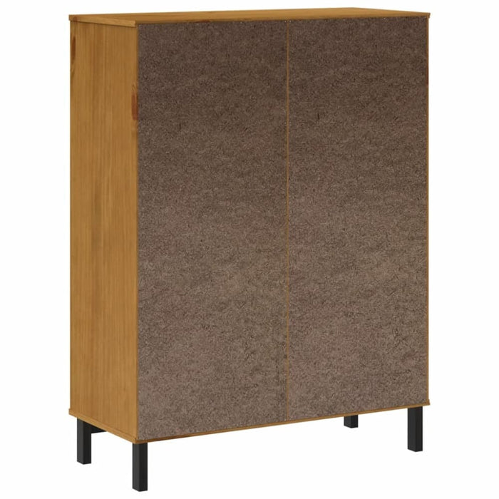Highboard with Glass Door Flam 92x40x122.5 Cm Solid Wood