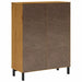 Highboard with Glass Door Flam 92x40x122.5 Cm Solid Wood