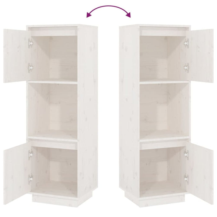 Highboard White 38x35x117 Cm Solid Wood Pine Noatlb