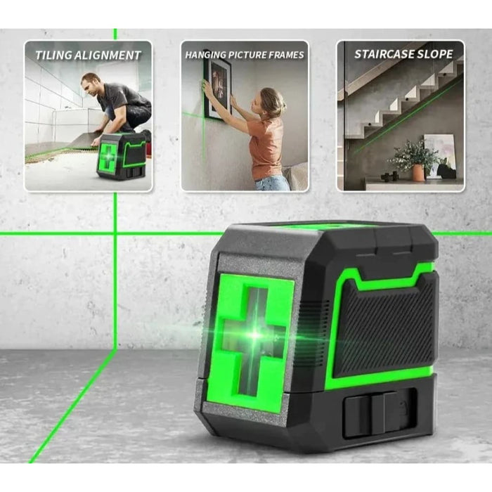 Hilda 2 Line Laser Level Self Leveling Green Beam