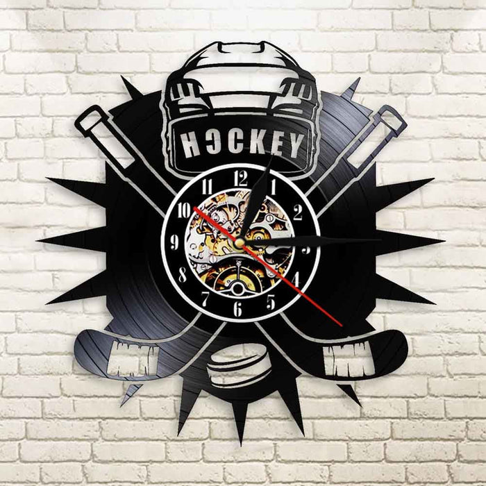 Hockey Man Cave Clock Watch Club Team Logo Sticks