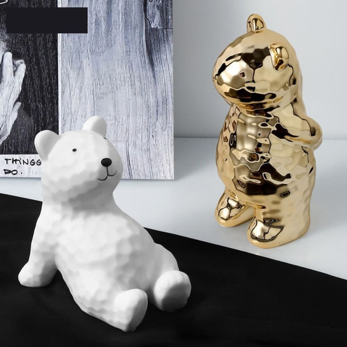 Home Decor Ceramic Bear Figurines For Interior Modern