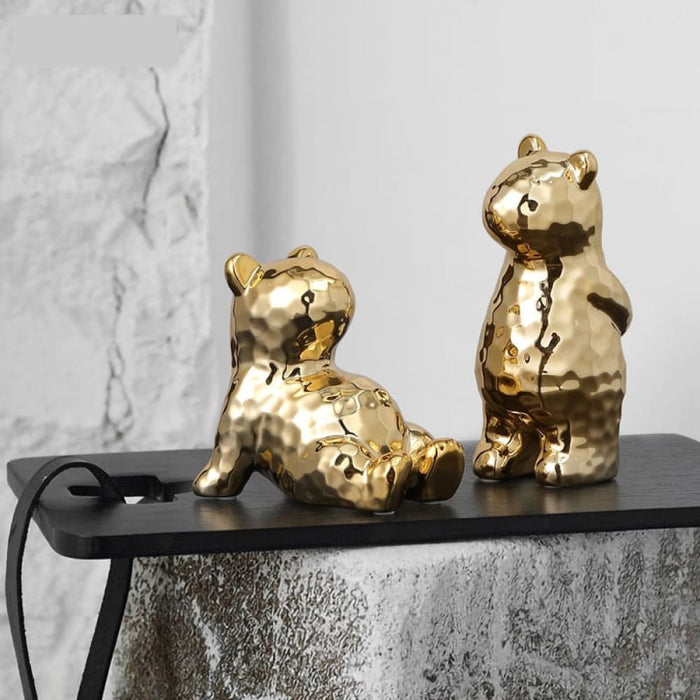 Home Decor Ceramic Bear Figurines for Interior Modern
