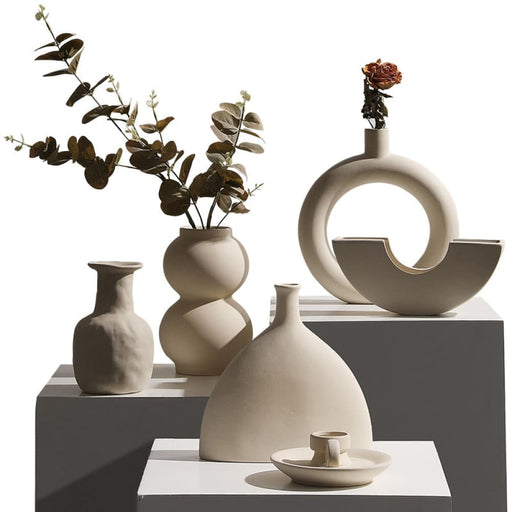 Home Decor Flowers Vase Ceramic Flower Arrangement Dried Art
