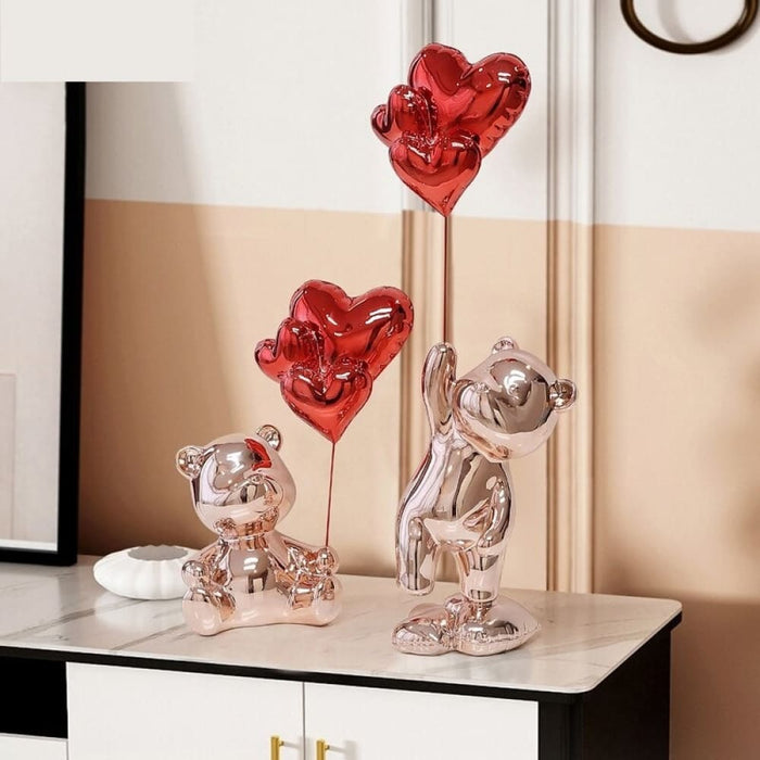 Home Decor Love Bear Figurine Modern Resin Animal Figurines