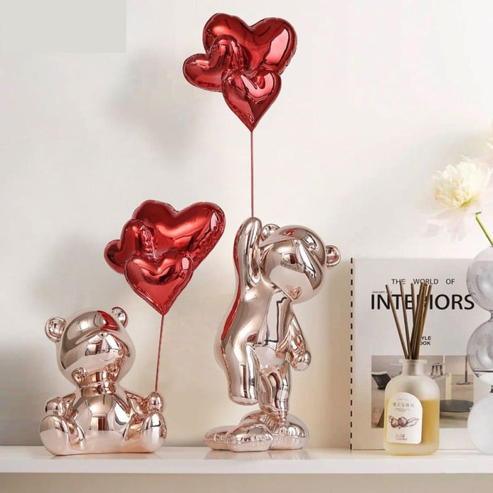 Home Decor Love Bear Figurine Modern Resin Animal Figurines