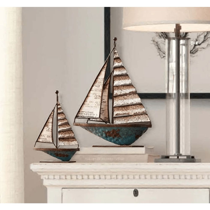 Home Decor Retro Sailboat Model Figurines for Living Room