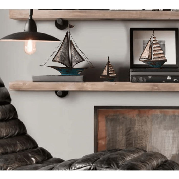 Home Decor Retro Sailboat Model Figurines for Living Room