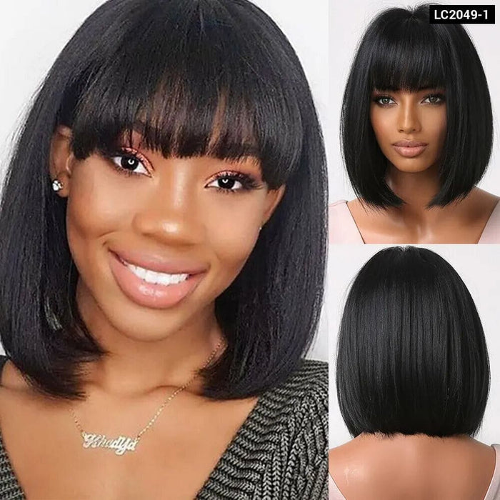Honey Brown Bob Wig with Bangs