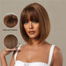 Honey Brown Bob Wig with Bangs