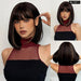 Honey Brown Bob Wig with Bangs