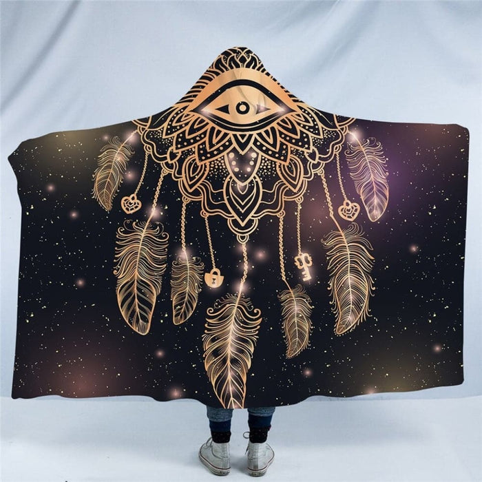 Hooded Blanket For Adults Mandala Dreamcatcher Sherpa