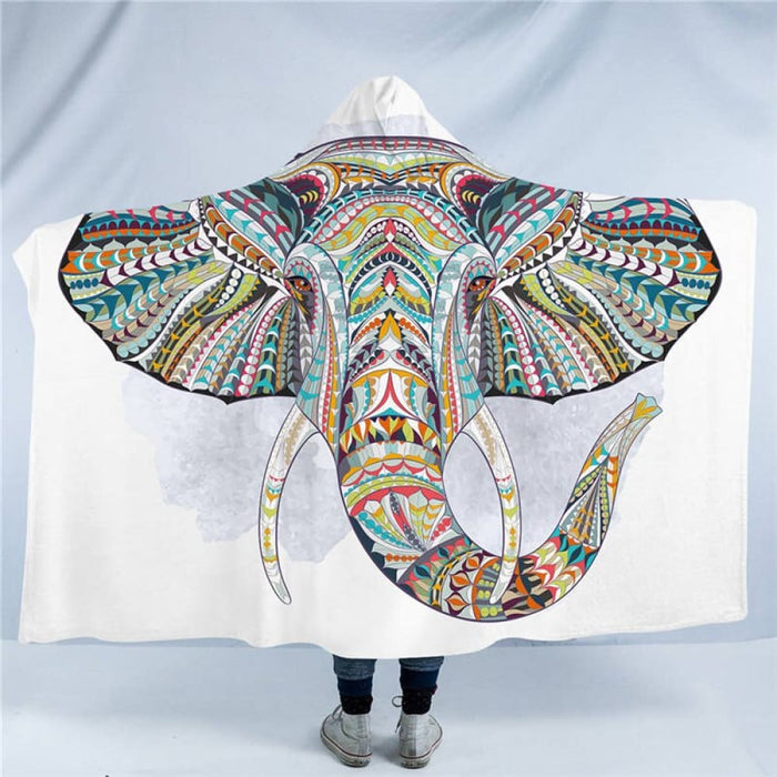 Hooded Blanket For Adults Sherpa Fleece Mandala Flower
