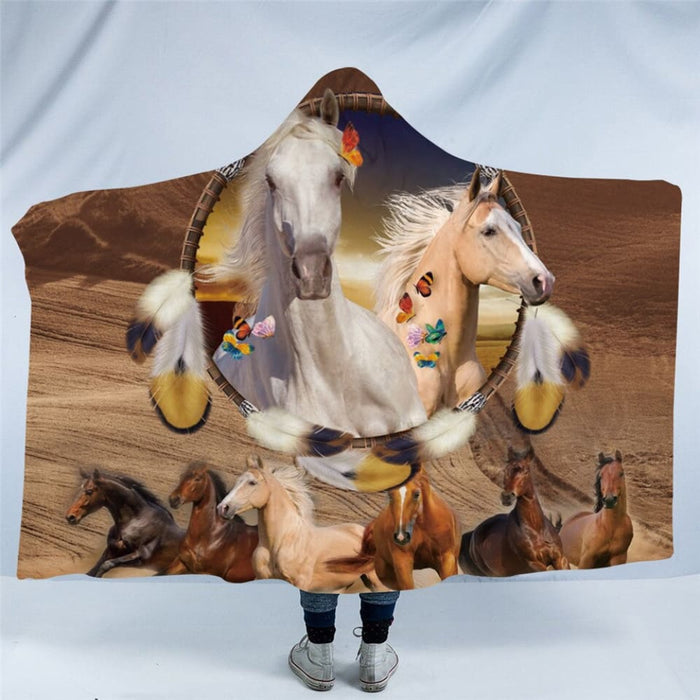 Hooded Blanket 3d Dusty Lightning Printed Sherpa Fleece