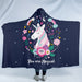 Hooded Blanket For Kids Adult Girls Floral Sherpa Fleece