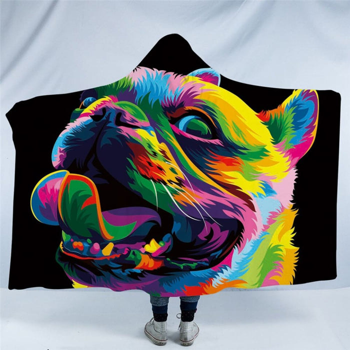 Hooded Microfiber Wearable Blanket Colourful Animal