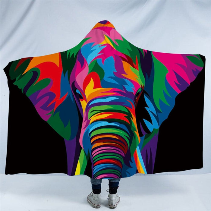 Hooded Microfiber Wearable Blanket Colourful Animal