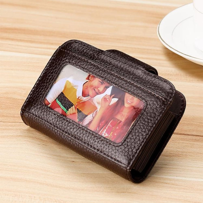 Horizontal Cowhide Leather Rfid Wallet For Ladies