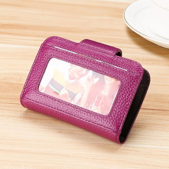 Horizontal Cowhide Leather Rfid Wallet For Ladies