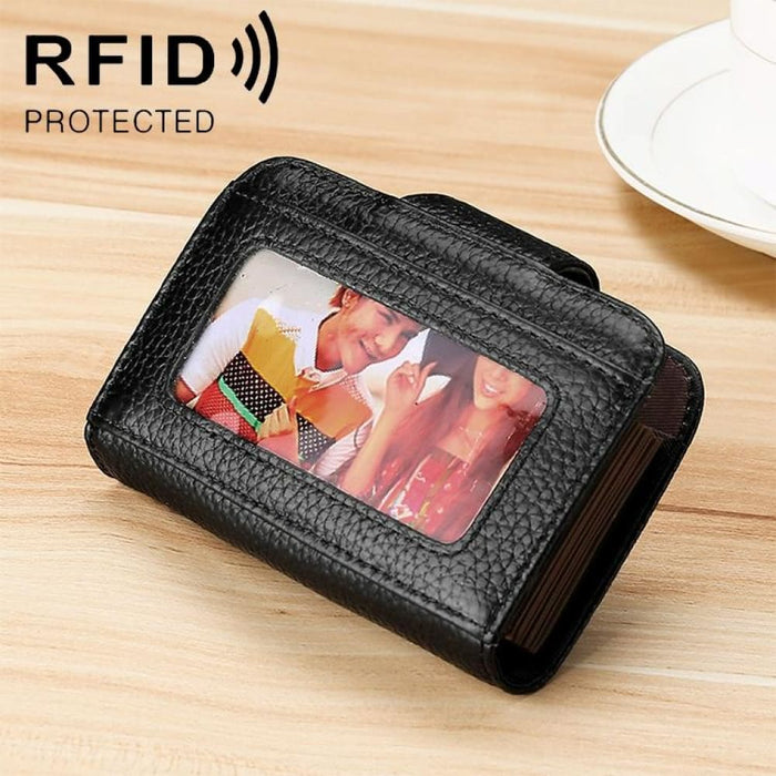 Horizontal Cowhide Leather Rfid Wallet For Ladies