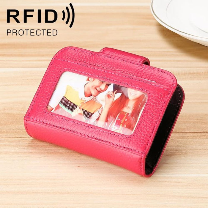Horizontal Cowhide Leather Rfid Wallet For Ladies