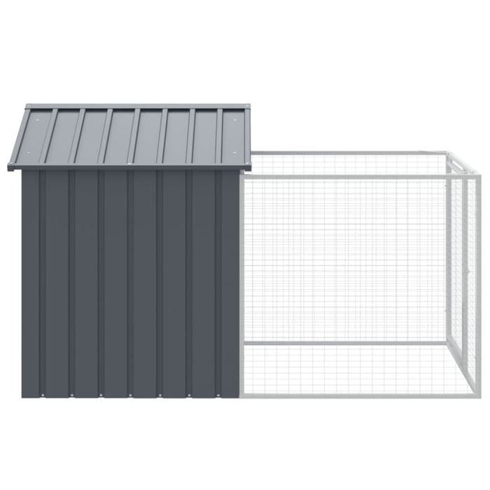 Dog House with Run Anthracite 117x201x123 Cm Galvanised