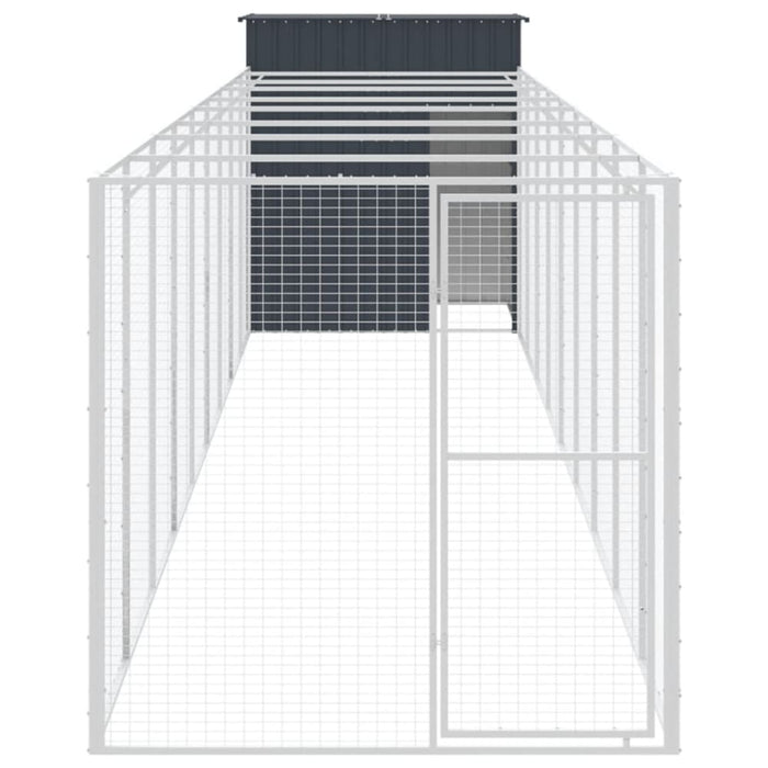 Dog House With Run Anthracite 165x1067x181 Cm Galvanised