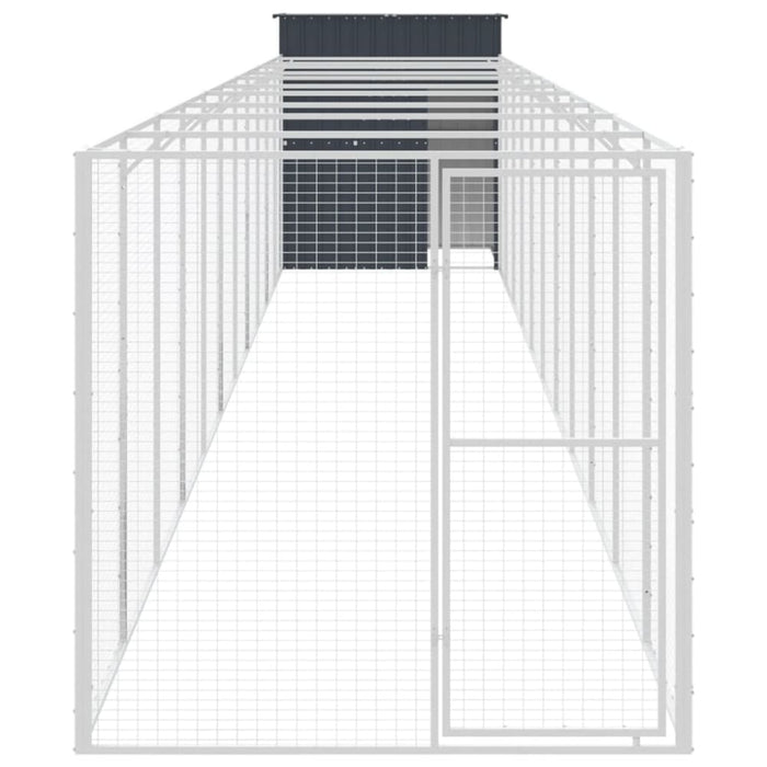 Dog House With Run Anthracite 165x1271x181 Cm Galvanised