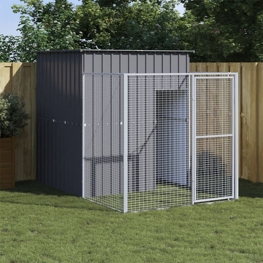 Dog House With Run Anthracite 165x251x181 Cm Galvanised