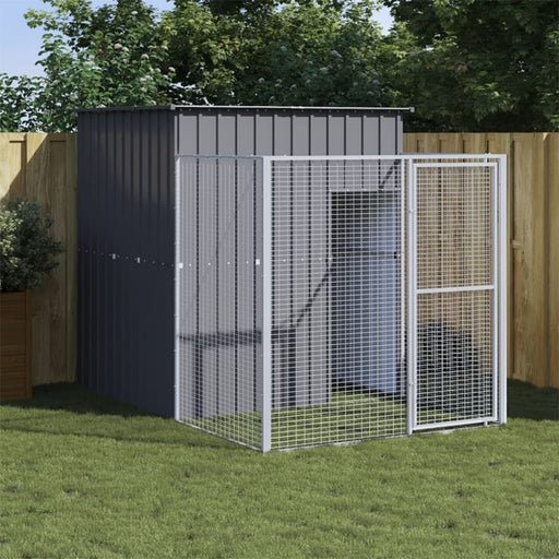 Dog House with Run Anthracite 165x251x181 Cm Galvanised