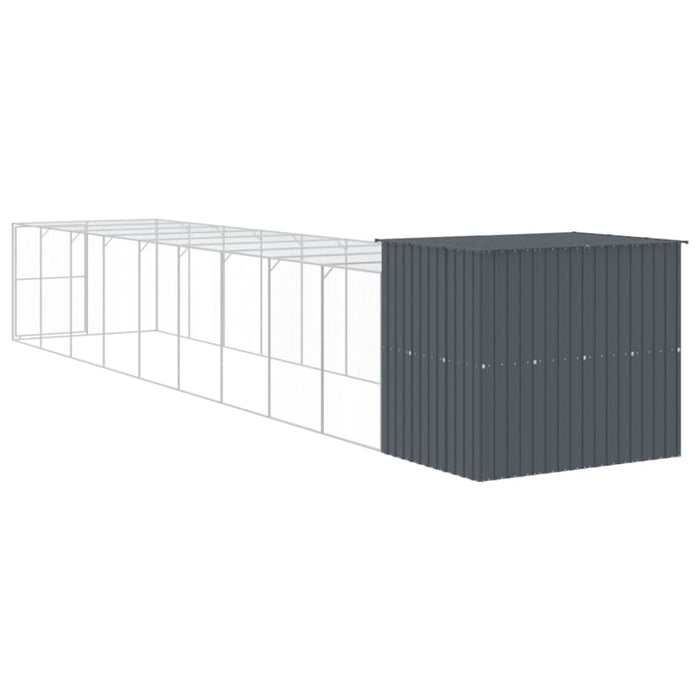 Dog House With Run Anthracite 214x1069x181 Cm Galvanised
