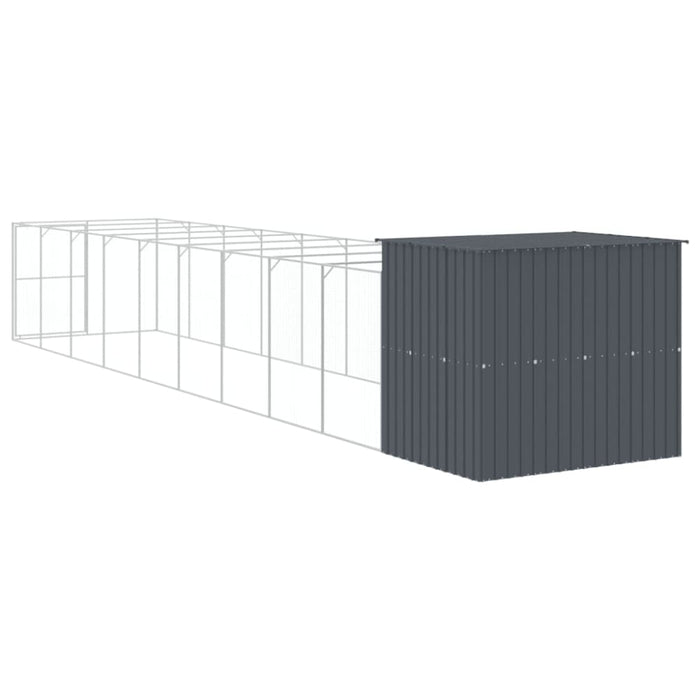Dog House With Run Anthracite 214x1069x181 Cm Galvanised
