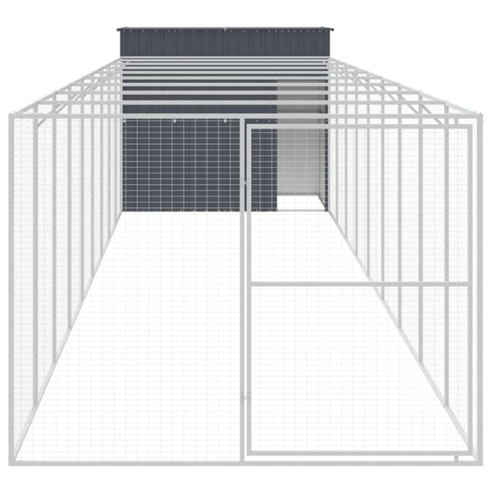 Dog House With Run Anthracite 214x1069x181 Cm Galvanised