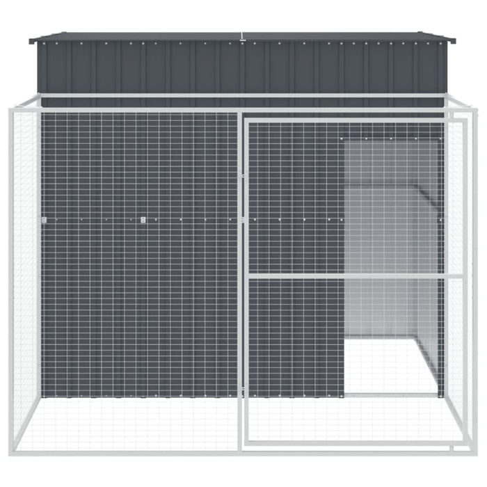 Dog House With Run Anthracite 214x253x181 Cm Galvanised