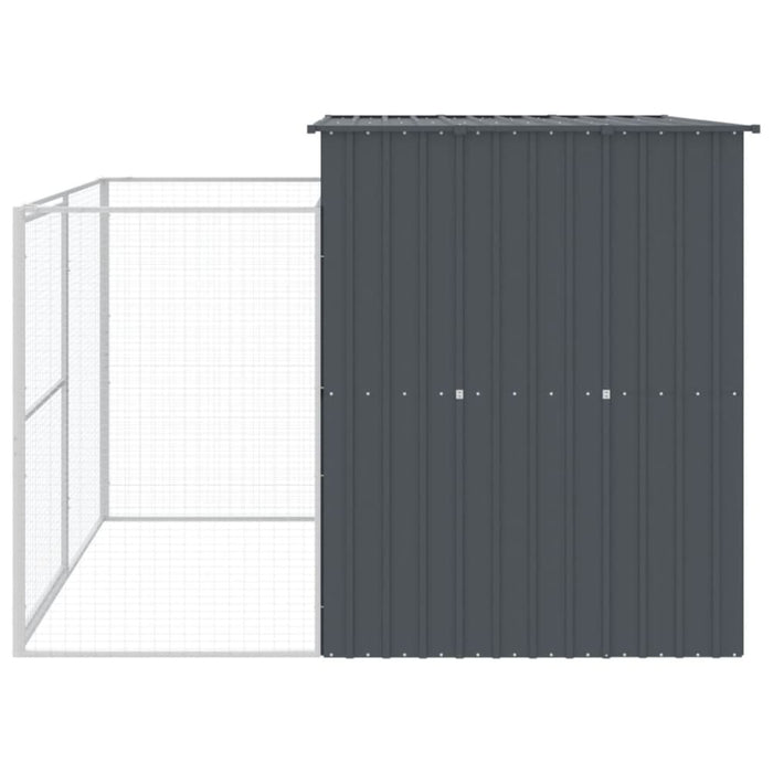 Dog House With Run Anthracite 214x253x181 Cm Galvanised