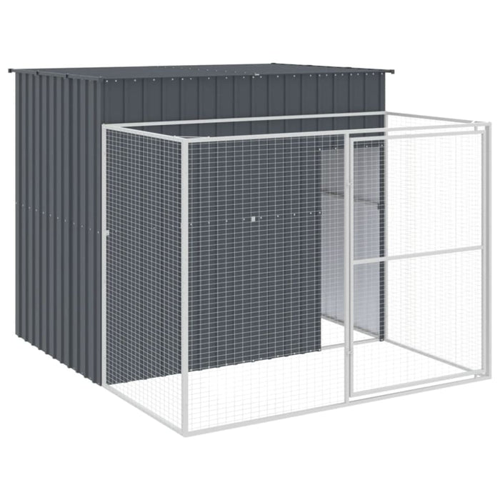 Dog House With Run Anthracite 214x253x181 Cm Galvanised