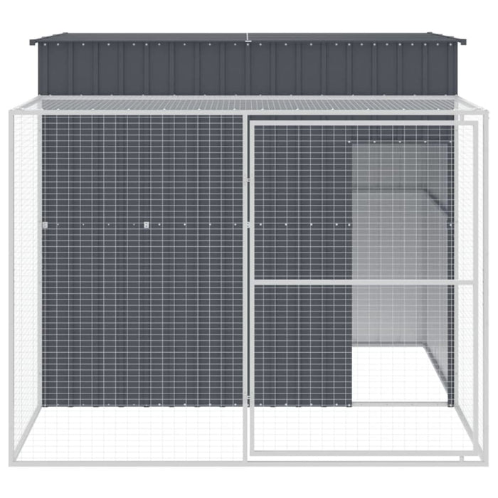 Dog House with Run Anthracite 214x253x181 Cm Galvanised