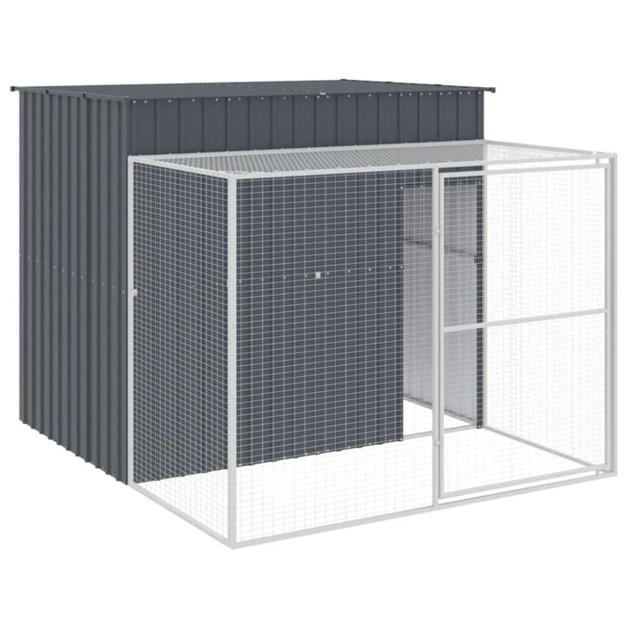 Dog House with Run Anthracite 214x253x181 Cm Galvanised