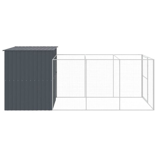 Dog House With Run Anthracite 214x457x181 Cm Galvanised