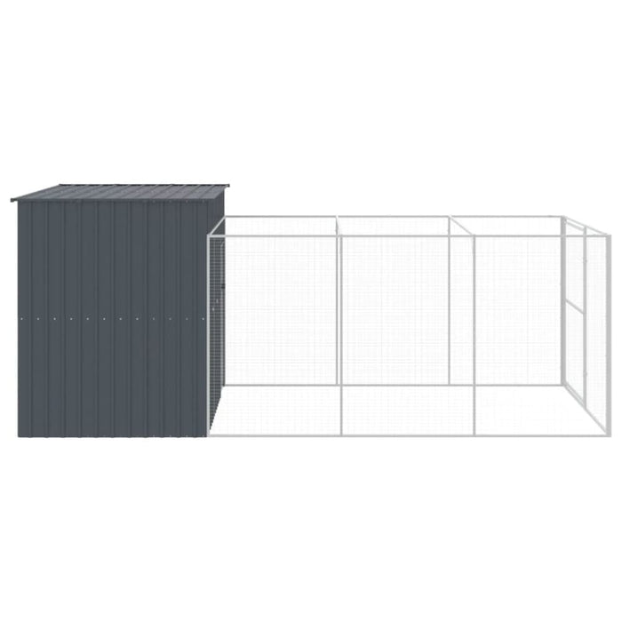 Dog House With Run Anthracite 214x457x181 Cm Galvanised