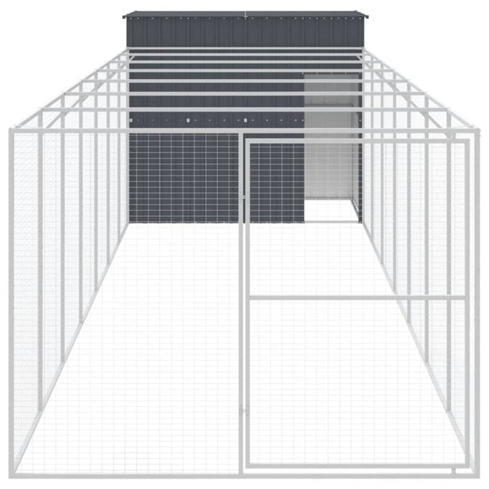Dog House With Run Anthracite 214x865x181 Cm Galvanised