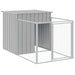 Dog House with Run Light Grey 110x201x110 Cm Galvanised