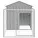 Dog House with Run Light Grey 117x201x123 Cm Galvanised