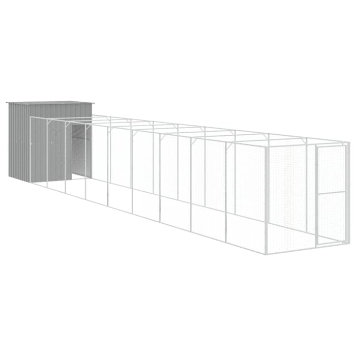 Dog House With Run Light Grey 165x1067x181 Cm Galvanised